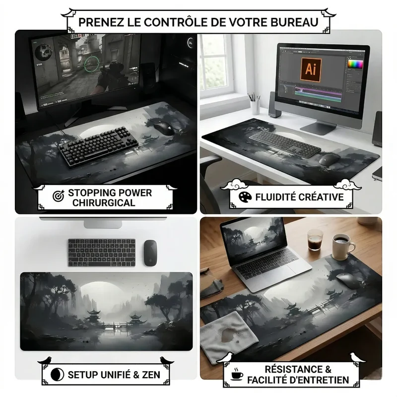 Tapis de souris Kuro Flow | Tissage Micro-Texturé XXL - Précision & Élégance