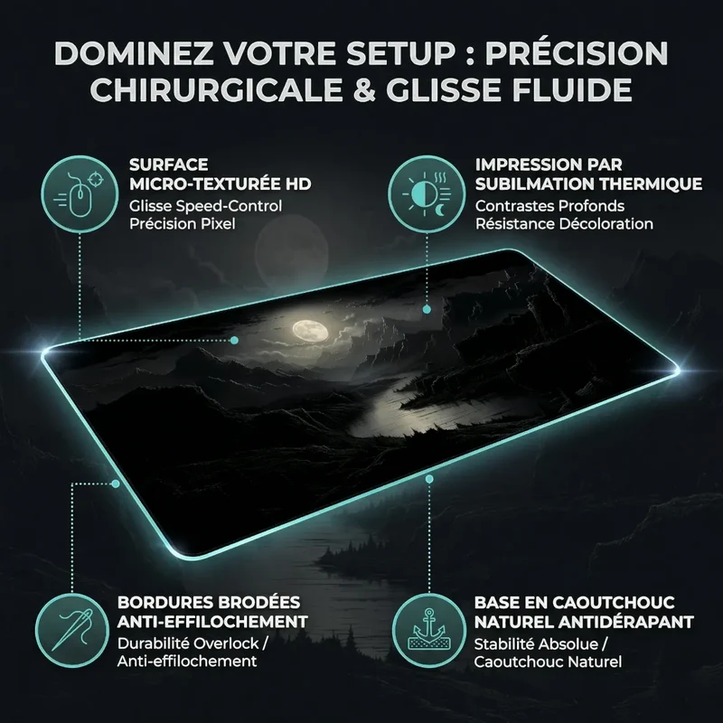Tapis de souris Lunar Abyss | Micro-tissage HD - XXL - Précision & Glisse