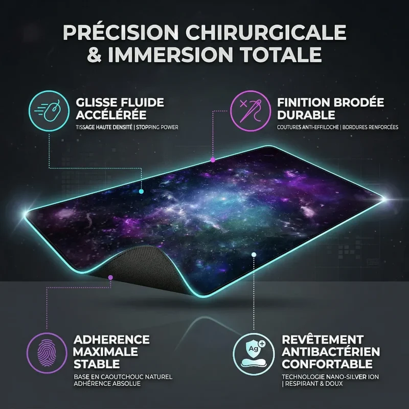 Tapis de souris Nebula Precision XXL | Tissu Micro-texturé - Format Étendu - Précision & Immersion