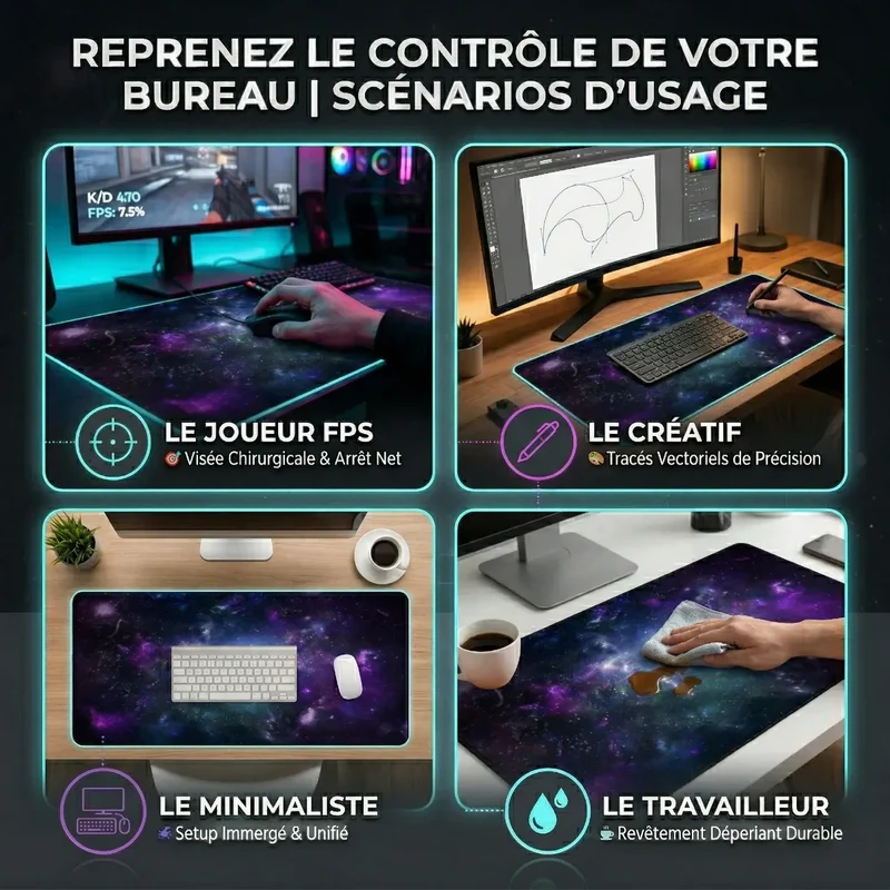 Tapis de souris Nebula Precision XXL | Tissu Micro-texturé - Format Étendu - Précision & Immersion