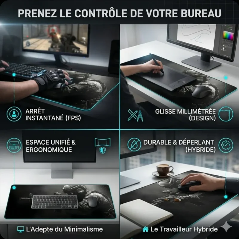 Tapis de souris XGZ Tactical Ops-Elite | Tissu Micro-tressé - XXL - Précision & Contrôle Tactique