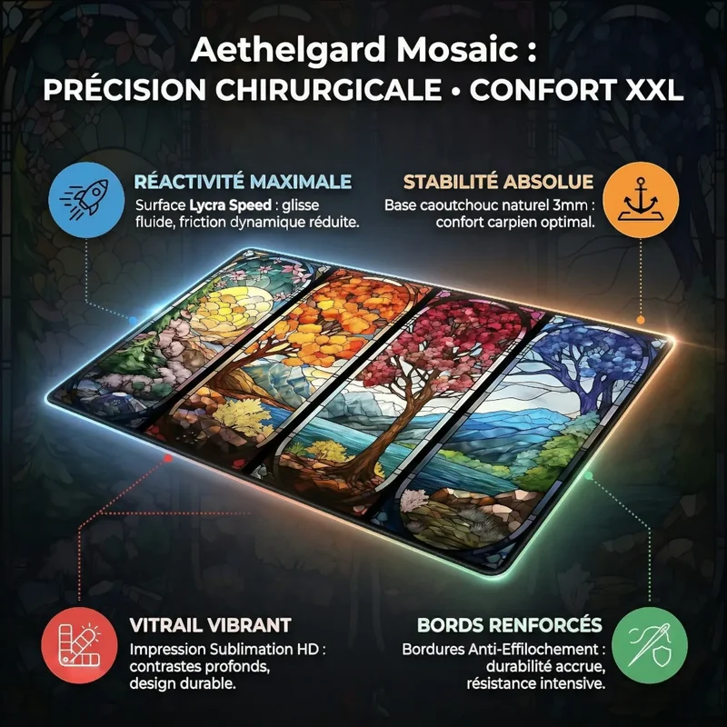 Tapis de souris Aethelgard Mosaic | Micro-Textile HD - XXL - Précision & Esthétique