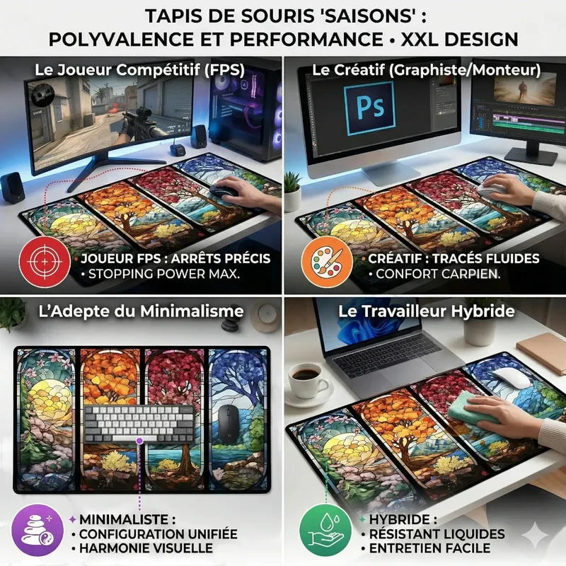 Tapis de souris Aethelgard Mosaic | Micro-Textile HD - XXL - Précision & Esthétique
