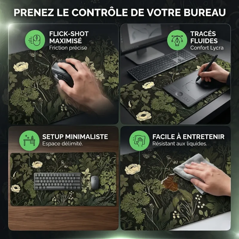 Tapis de souris Everglade Botanica | Tissu Micro-Texturé - XXL - Précision & Glisse