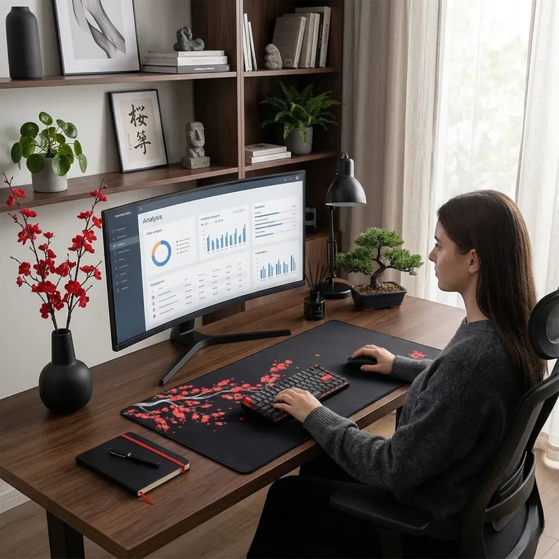 Tapis de souris Sakura Midnight | Tissu Micro-tissé - XXL - Précision & Immersion