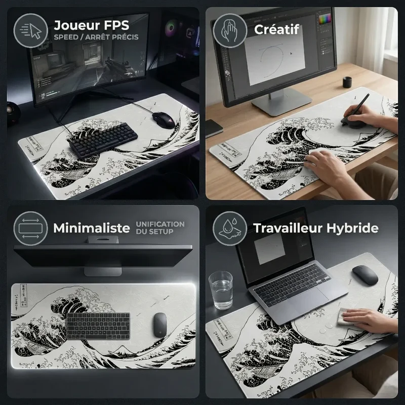 Tapis de souris Kanto Flow Edition | Micro-textile Haute Densité - XXL - Précision & Glisse