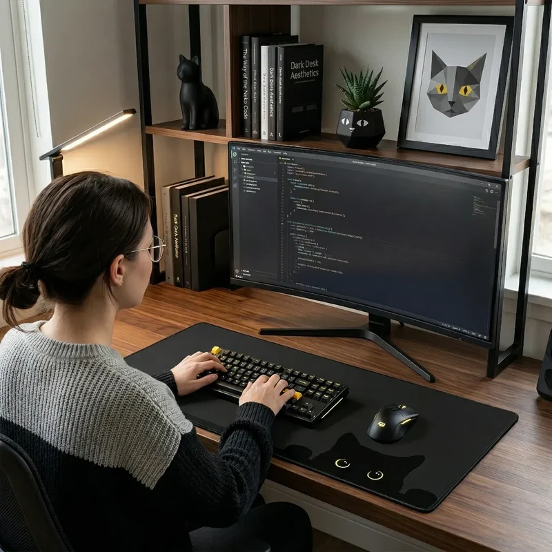 Tapis de souris Neko Stealth Pro | Micro-textile Haute Densité - XXL - Précision & Glisse