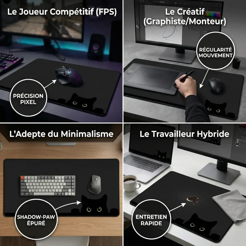 Tapis de souris Neko Stealth Pro | Micro-textile Haute Densité - XXL - Précision & Glisse