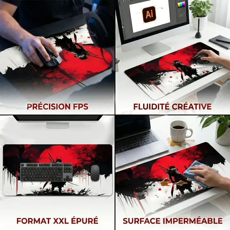 Tapis de souris Bushido Horizon | Tissage Haute Densité - Taille XXL - Précision & Glisse