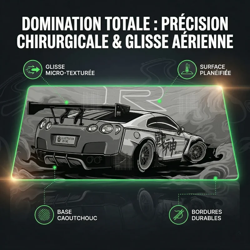 Tapis de souris Apex Skyline GT-R | Tissu Micro-texturé - XXL -Précision & Glisse