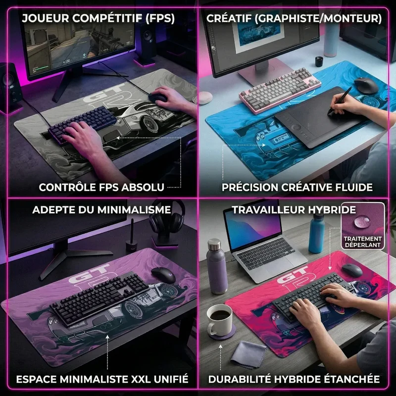 Tapis de souris Apex Skyline GT-R | Tissu Micro-texturé - XXL -Précision & Glisse