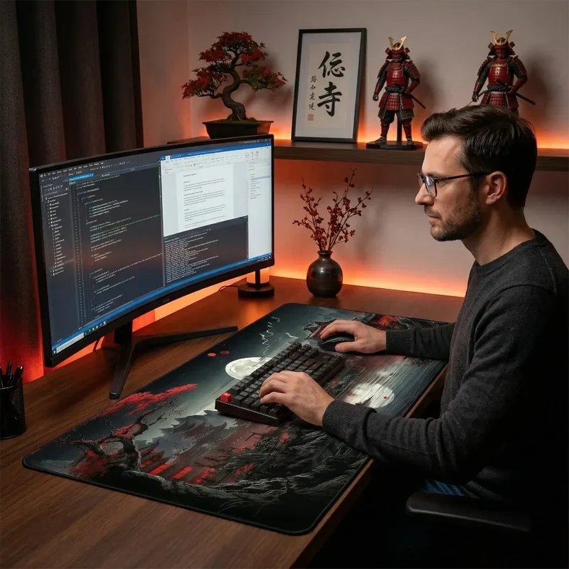 Tapis de souris Ronin Red | Tissu Micro-texturé - XXL - Précision & Glisse