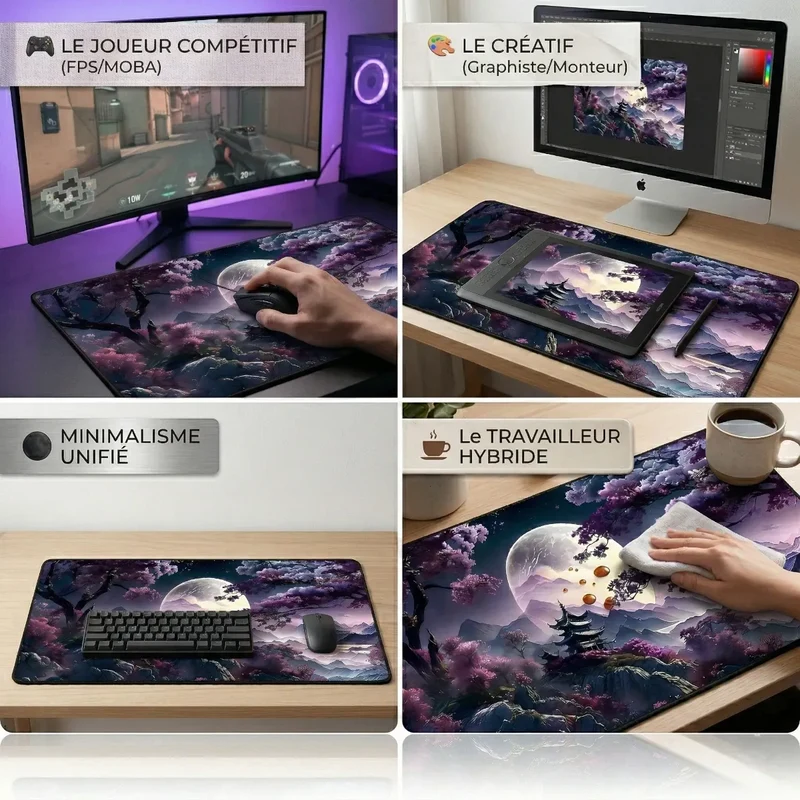 Tapis de souris Tsuki Eclipse | Micro-textile Haute Densité - XXL - Précision & Esthétique Zen