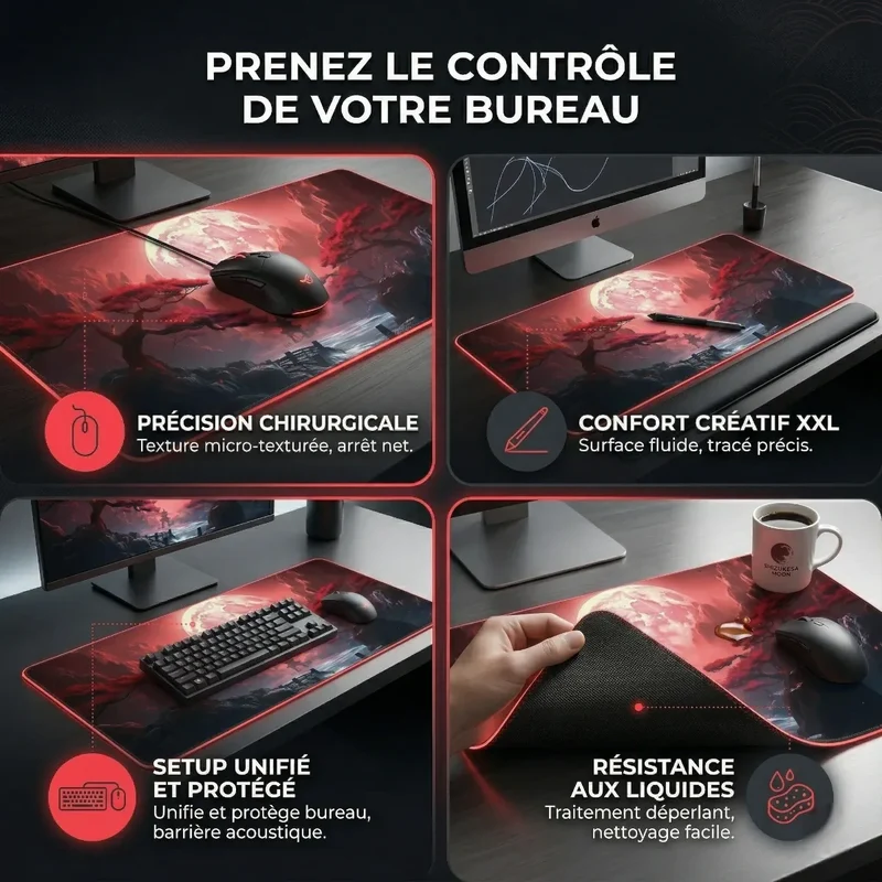 Tapis de souris Shizukesa Moon | Tissu Micro-texturé - XXL - Précision & Sérénité