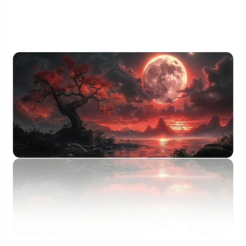 Tapis de souris Crimson Lunar Zen | Micro-tissage Haute Densité - XXL - Précision & Glisse