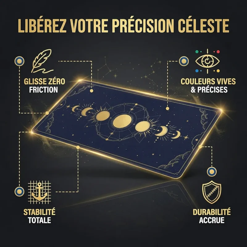 Tapis de souris Celestial Arcana Glide | Tissu Micro-Texturé - XXL - Précision & Glisse Mystique