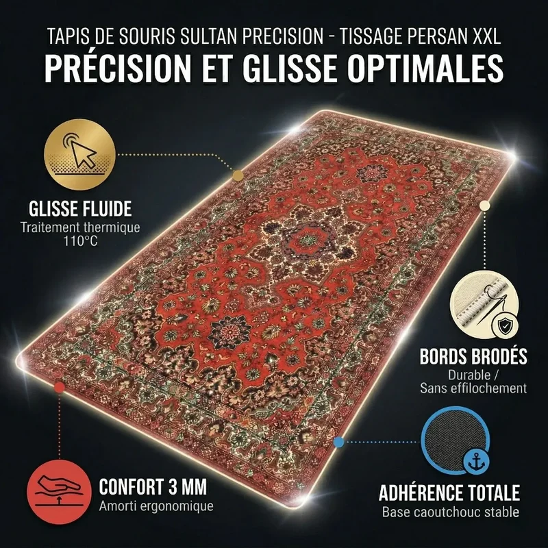 Tapis de souris Sultan Precision | Tissage Persan XXL - Précision & Glisse