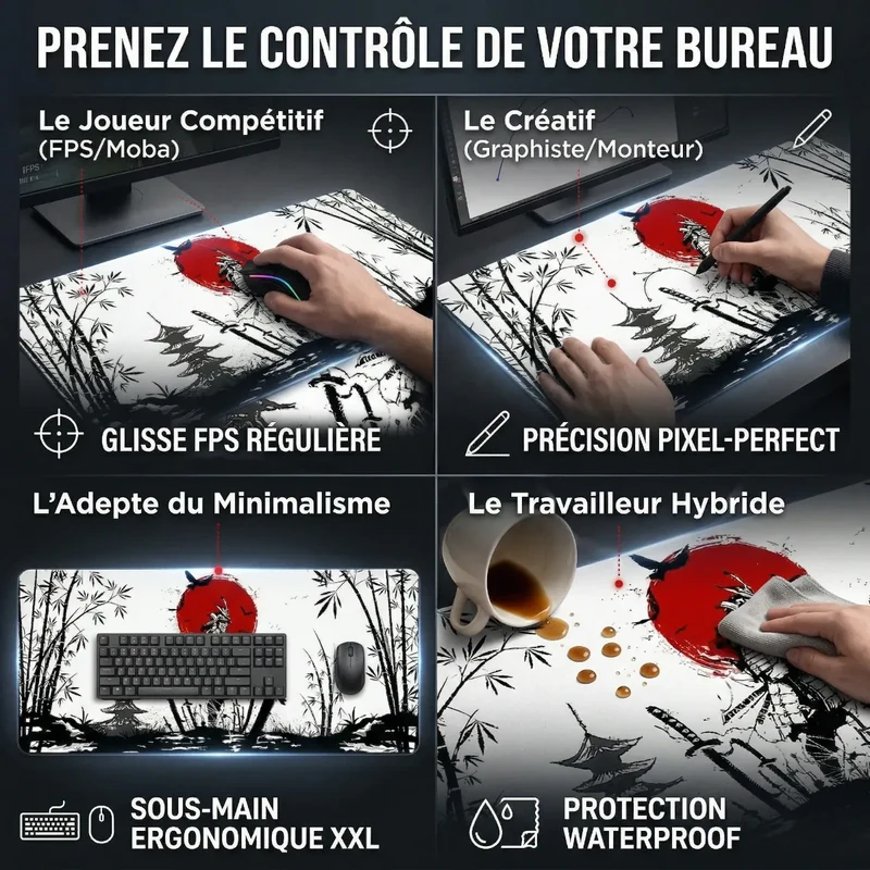 Tapis de souris XXL Bushido | Édition Samouraï - Précision & Glisse