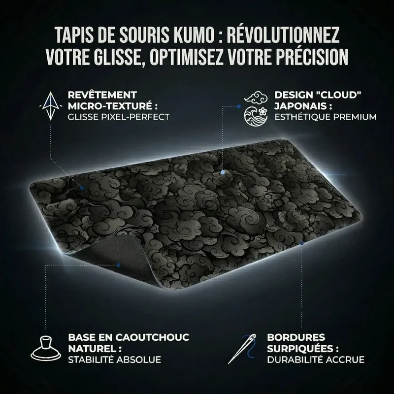 Tapis de souris Kumo | Microfibre Haute Densité - XXL - Précision & Glisse