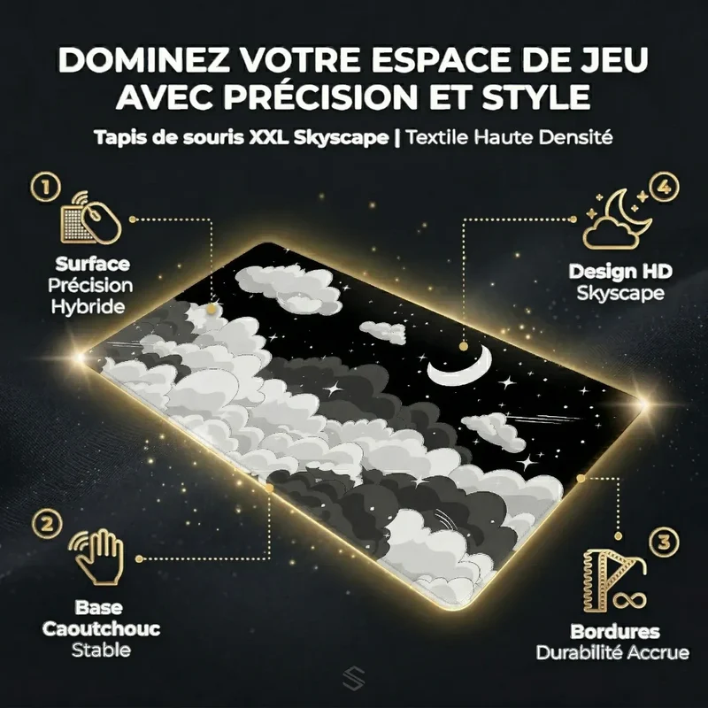 Tapis de souris XXL Skyscape | Textile Haute Densité - Précision & Glisse