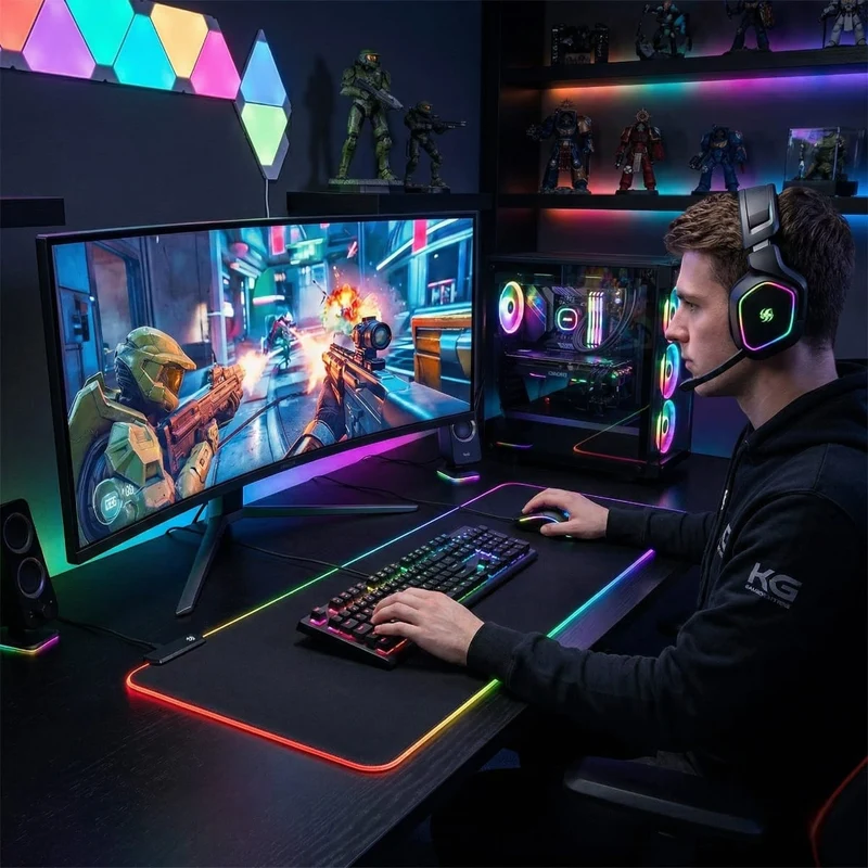 Tapis de souris XXL Lumina Glide Pro - Précision & Immersion RGB