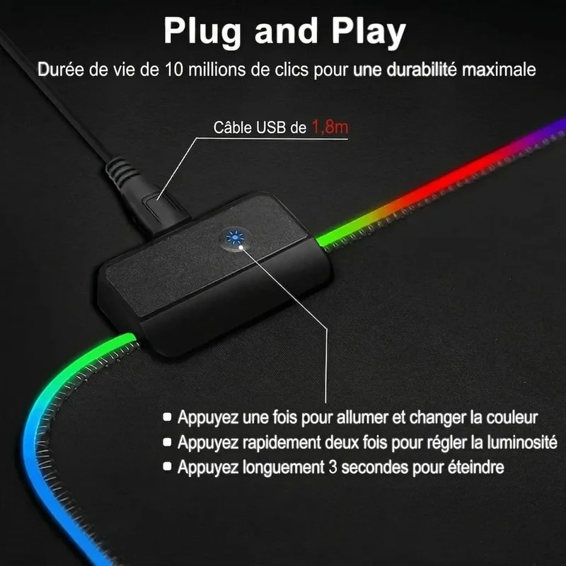 Tapis de souris XXL Lumina Glide Pro - Précision & Immersion RGB