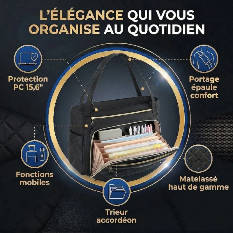 Sac ordinateur femme L'Ingénieuse 15,6" : Tote Bag Chic & Organisé