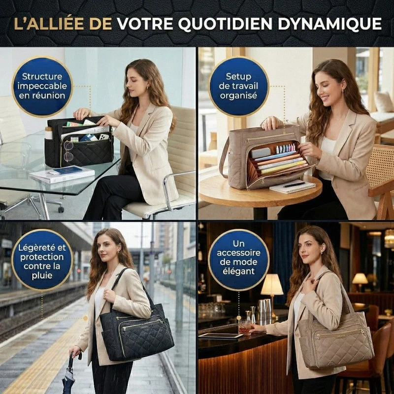 Sac ordinateur femme L'Ingénieuse 15,6" : Tote Bag Chic & Organisé