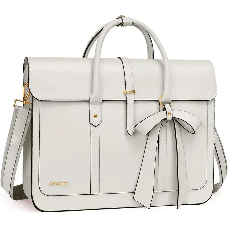 Sac Ordinateur Femme L’Ambitieuse 13 à 16" - Tote Bag Similicuir 4-en-1 avec Nœud Chic