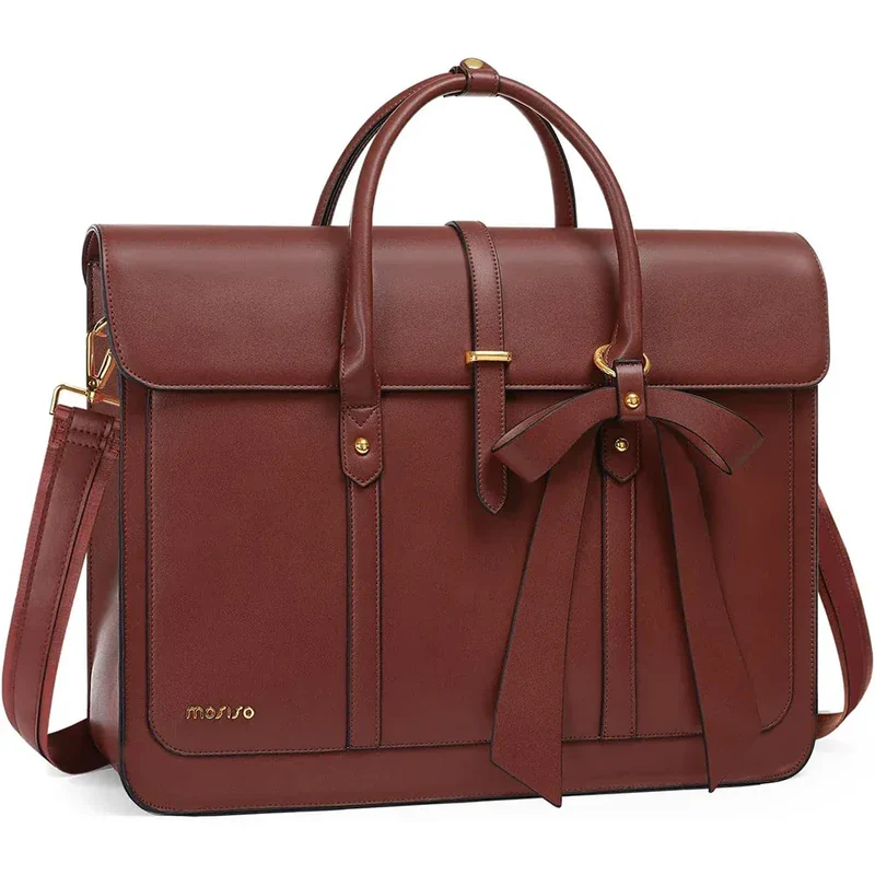 Sac Ordinateur Femme L’Ambitieuse 13 à 16" - Tote Bag Similicuir 4-en-1 avec Nœud Chic
