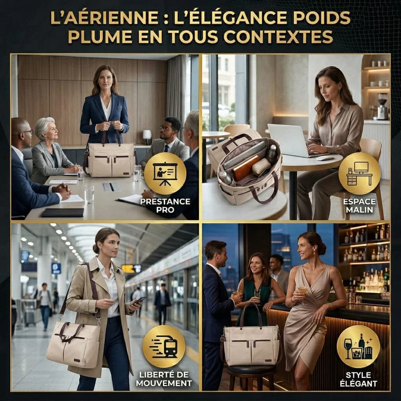 Sac Ordinateur Femme L'Aérienne 15" Nylon Chic - Tote Bag Ultra léger