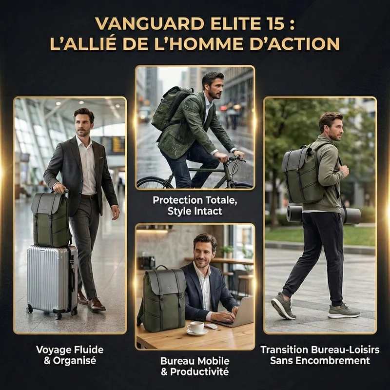 Sac à dos ordinateur Homme Vanguard Elite 15 | Style & Performance