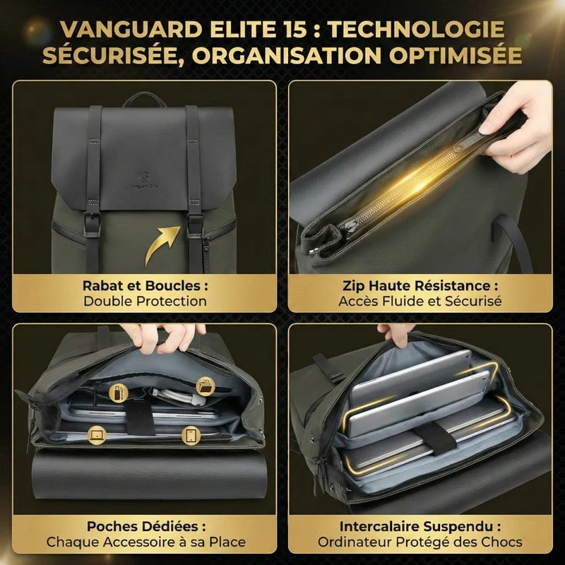 Sac à dos ordinateur Homme Vanguard Elite 15 | Style & Performance