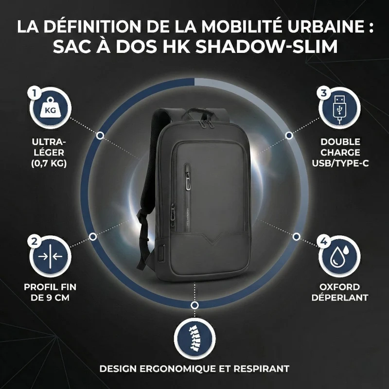 Sac à dos ordinateur Mixte HK Shadow-Slim 14 - 17 pouces | Ultra-Fin & Business