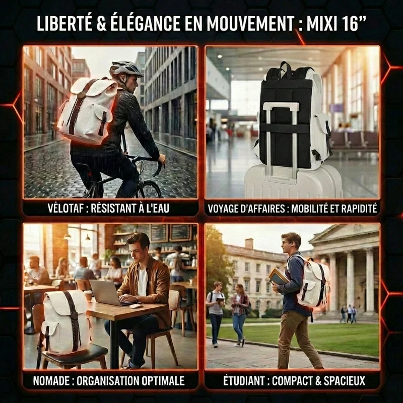 Sac à dos ordinateur MIXI 16 pouces - Confort Alvéolaire & Ergonomie Avancée | Mixte