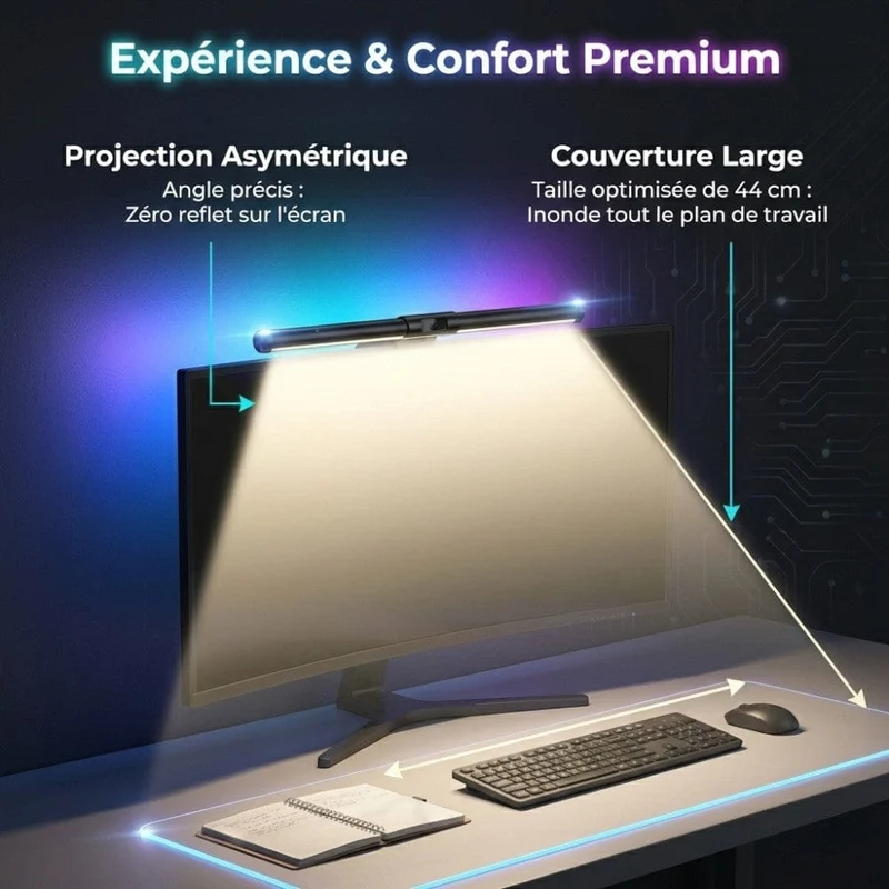 Lampe de Bureau Screenbar CHROMAX 44 cm RGB : Ambiance Immersive - Zéro Reflet