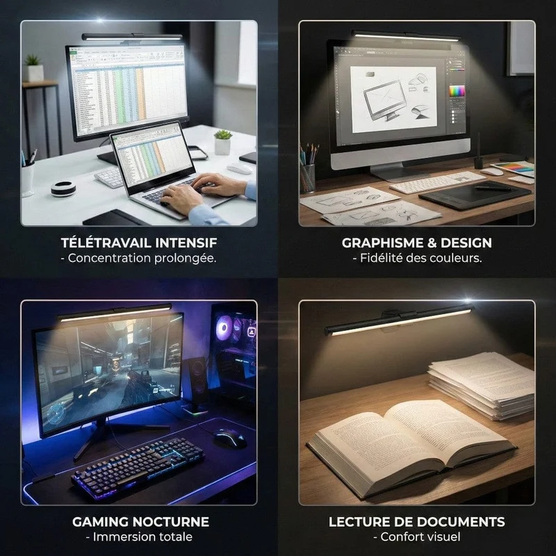 Lampe de Bureau Screenbar VIZION 40cm : Zéro Reflet - Corps en Aluminium