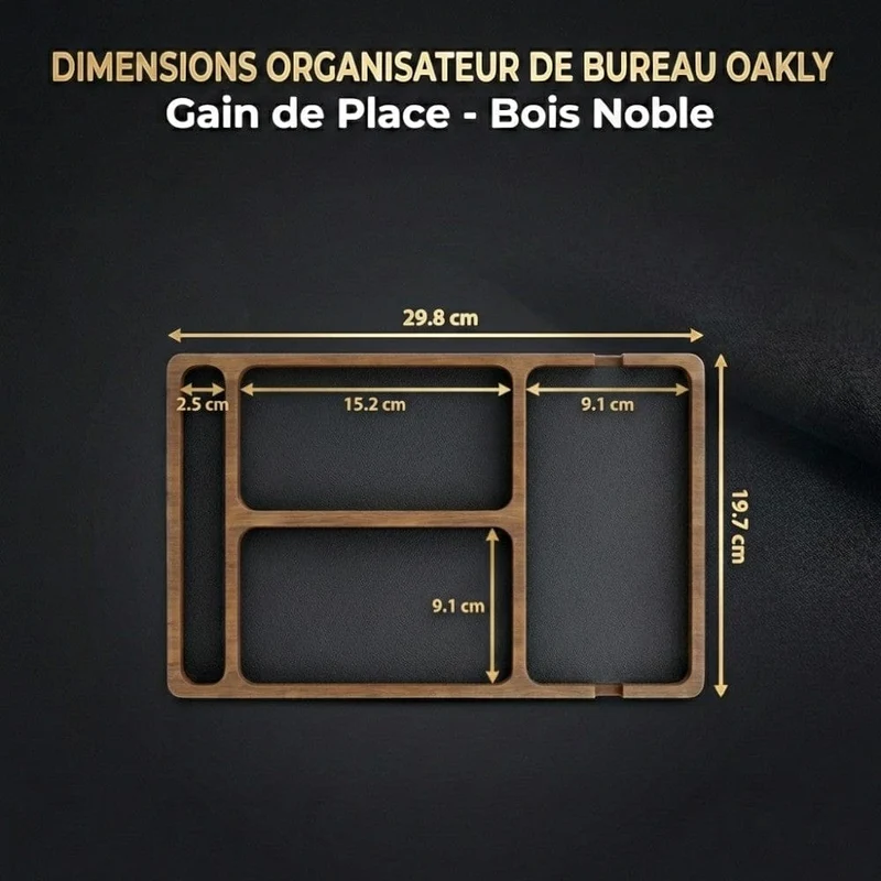 Organisateur de bureau OAKLY : Gain de Place - Bois Noble