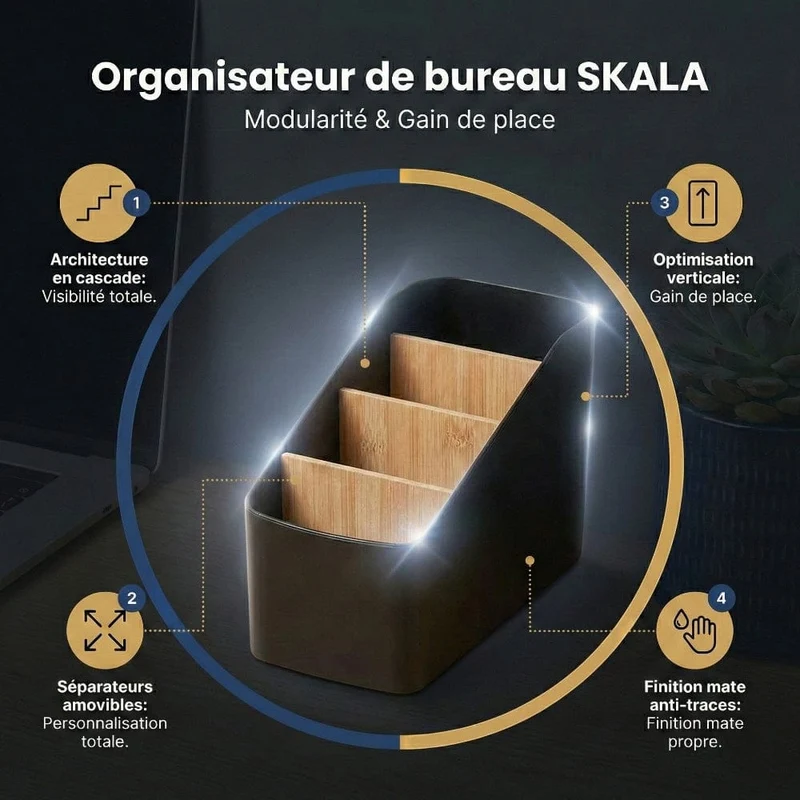 Organisateur de bureau SKALA : Modularité & Gain de place