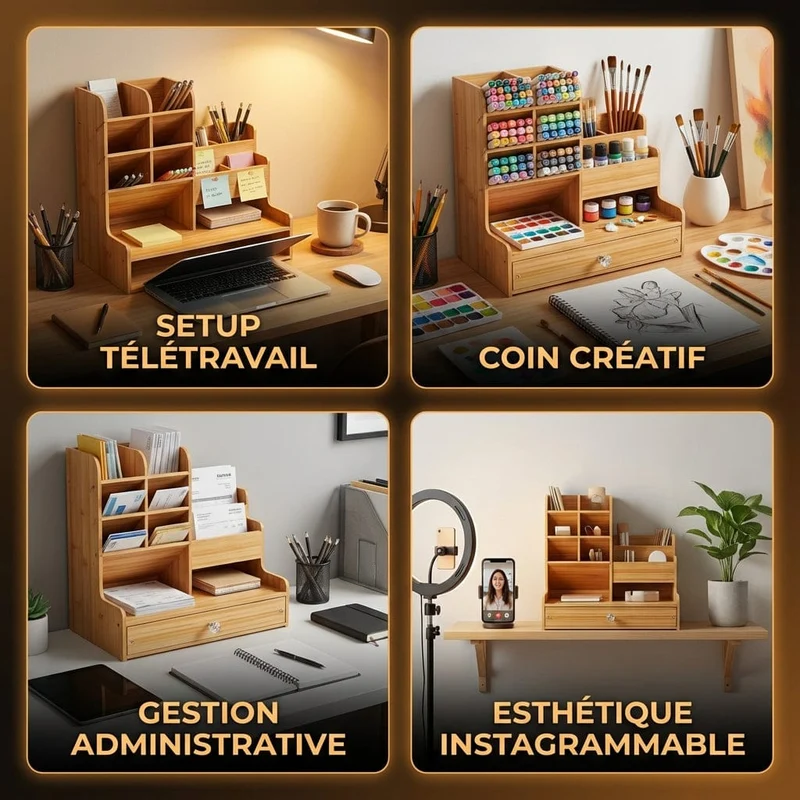 Organisateur de bureau WOODLY : Accès Instantané - Gain d'Espace