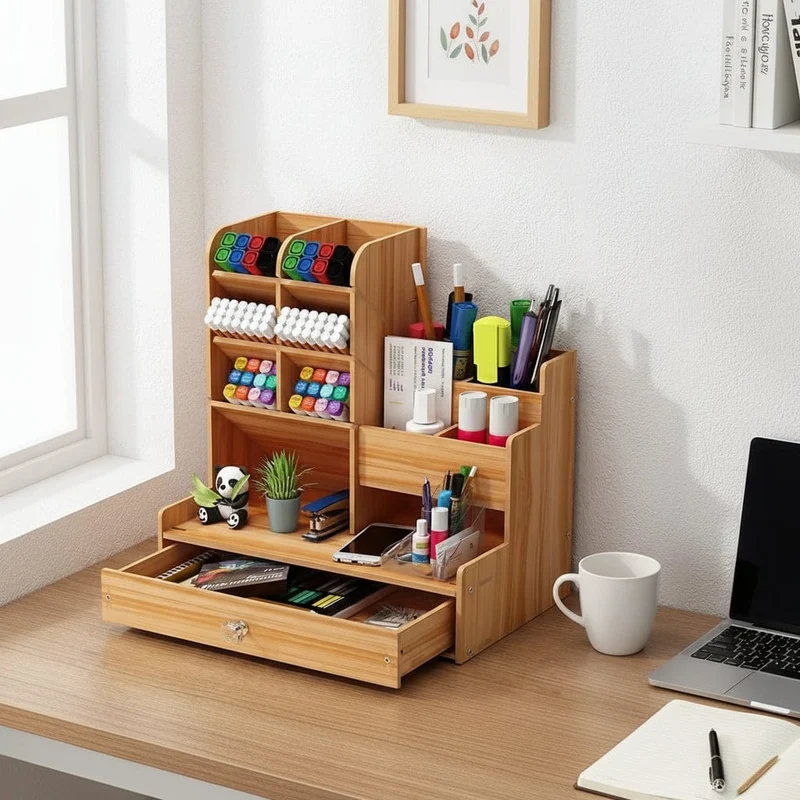 Organisateur de bureau WOODLY : Accès Instantané - Gain d'Espace