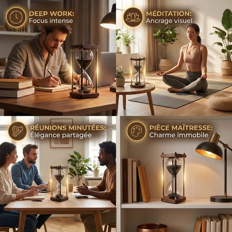 Sablier EORA : Structure en bois précieux & 30 Minutes de Focus total