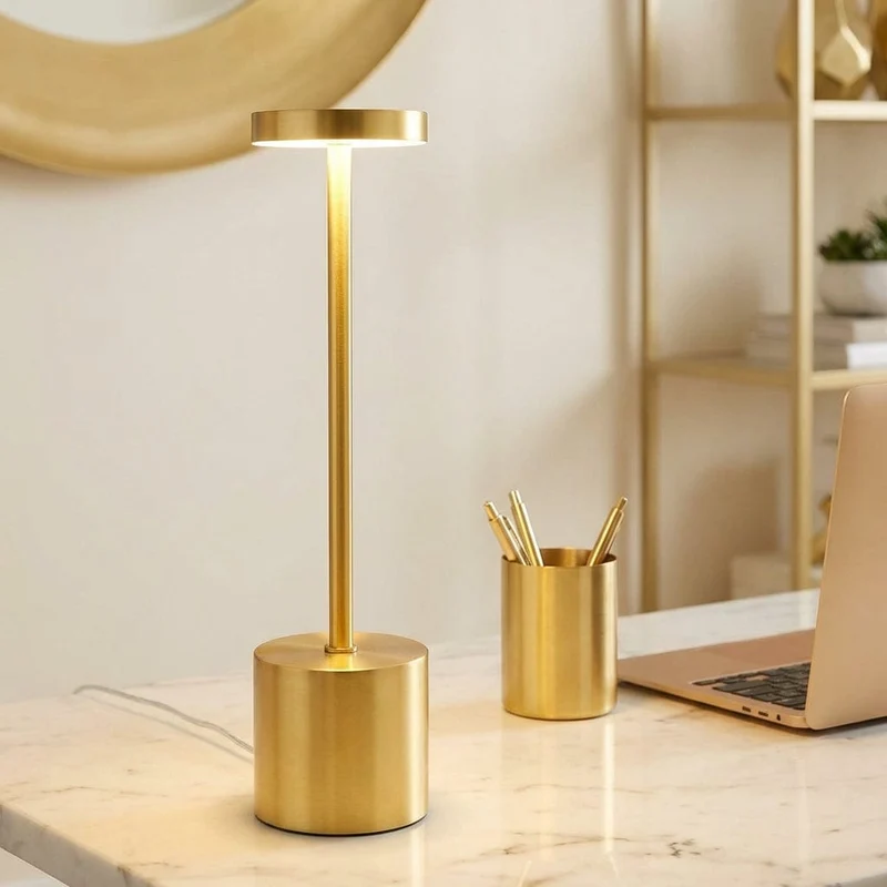 Lampe de Bureau STELIX : Finition Dorée & Ambiance Sur Mesure