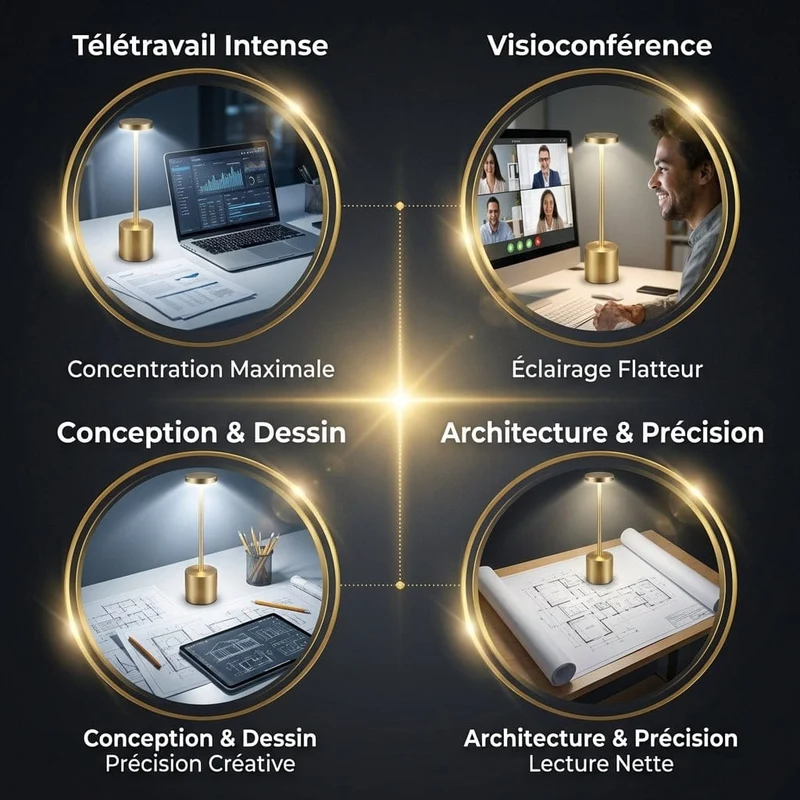 Lampe de Bureau STELIX : Finition Dorée & Ambiance Sur Mesure