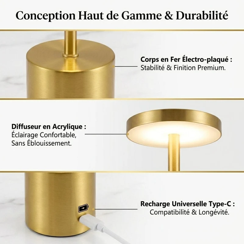 Lampe de Bureau STELIX : Finition Dorée & Ambiance Sur Mesure
