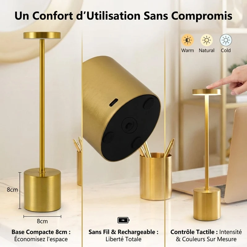Lampe de Bureau STELIX : Finition Dorée & Ambiance Sur Mesure