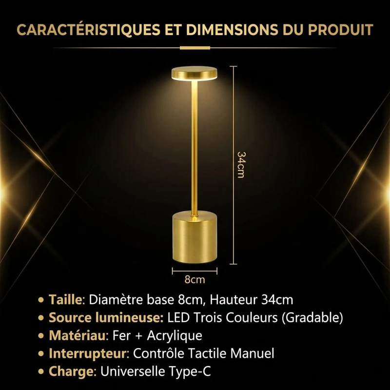 Lampe de Bureau STELIX : Finition Dorée & Ambiance Sur Mesure