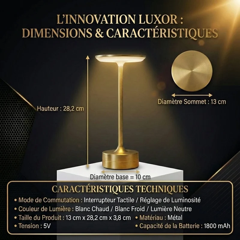 Lampe de Bureau LUXOR : Éclat Précieux & Liberté Absolue