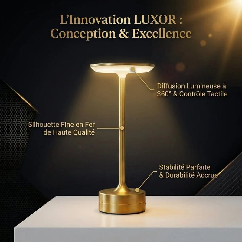 Lampe de Bureau LUXOR : Éclat Précieux & Liberté Absolue