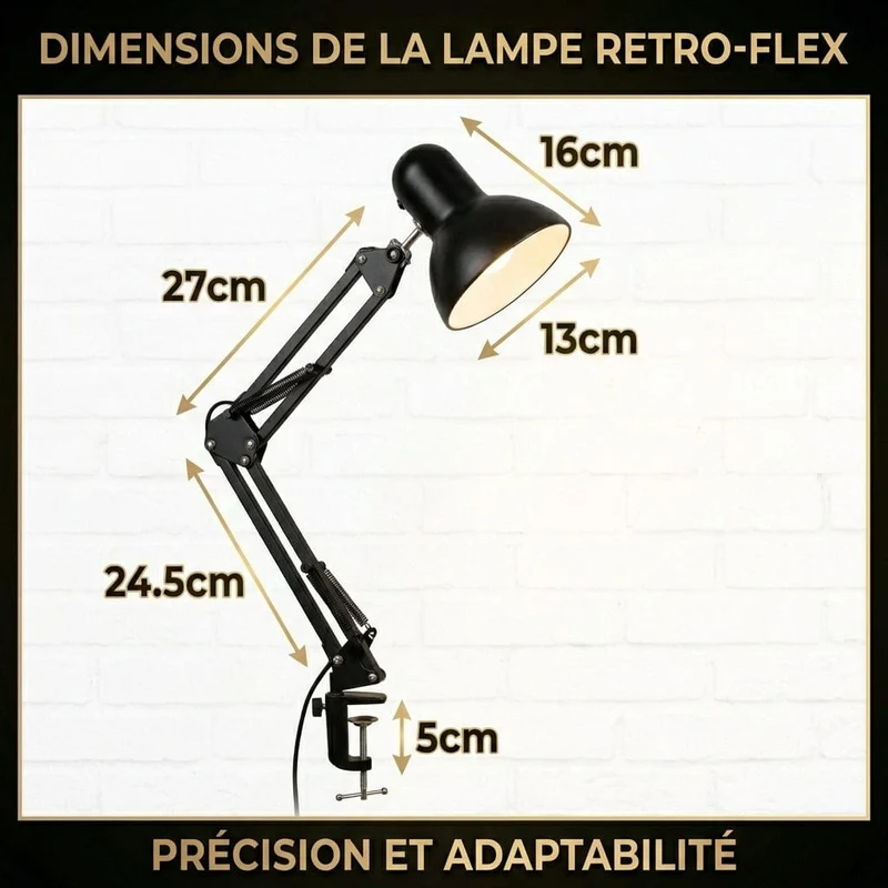 Lampe de Bureau RETRO-FLEX : Bras Articulé & Précision Maximale (ampoule non incluse)